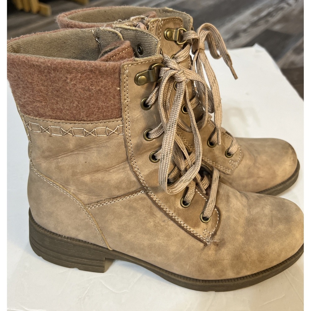 Earth Origins Rowan Lace-Up Side Zip Combat Boots Leather Women's Sz 7.5 - Picture 2 of 16